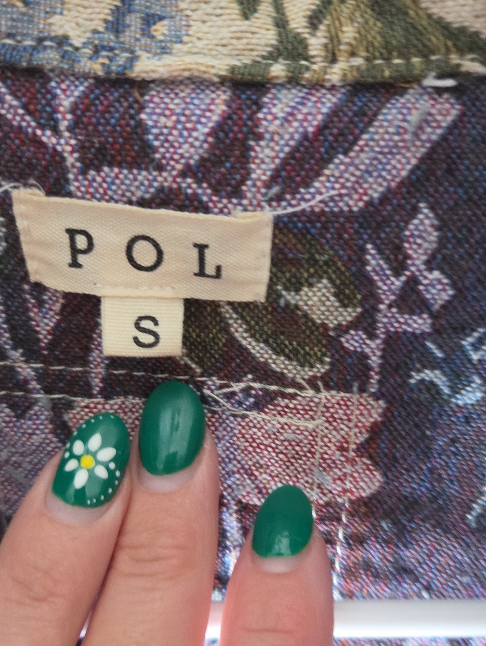 POL Denim Floral Shacket Women Small - Picture 2 of 6